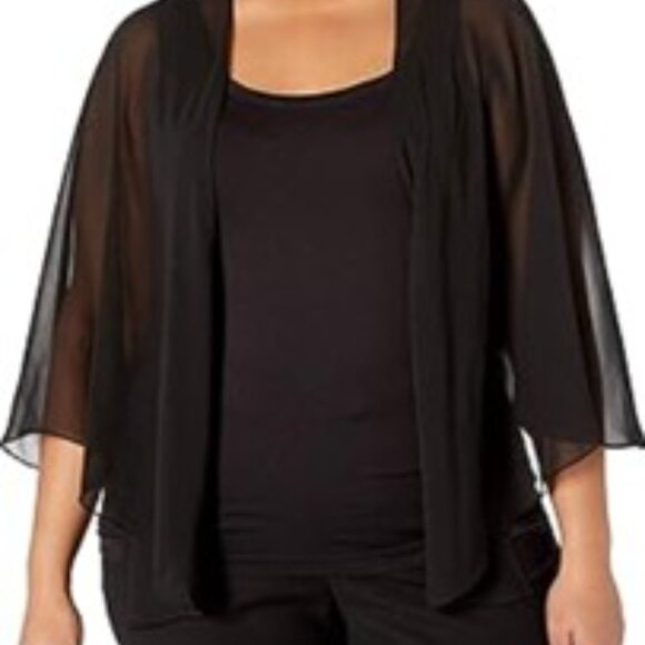 plus size sheer chiffon  black shrug bolero open front size 5X Zanzea - Picture 13 of 16